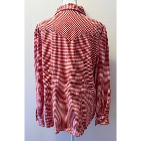 Back in the Saddle Cotton Plaid Flannel Western Rodeo Pearl Button Size L - Picture 4 of 6